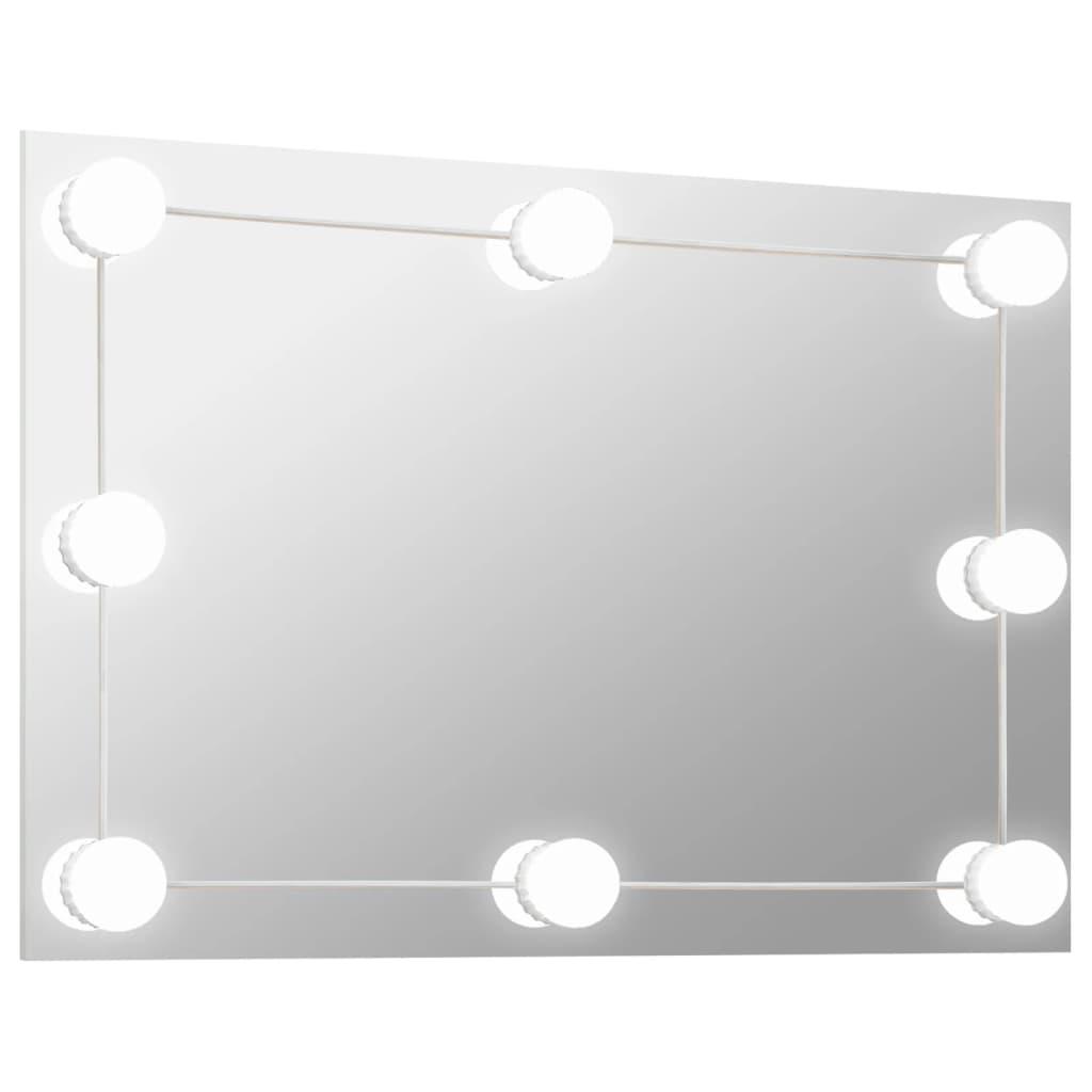 Wall Mirror with LED Lights Rectangular Glass