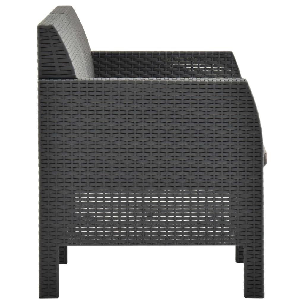 2 Piece Garden Lounge Set with Cushions PP Rattan Anthracite