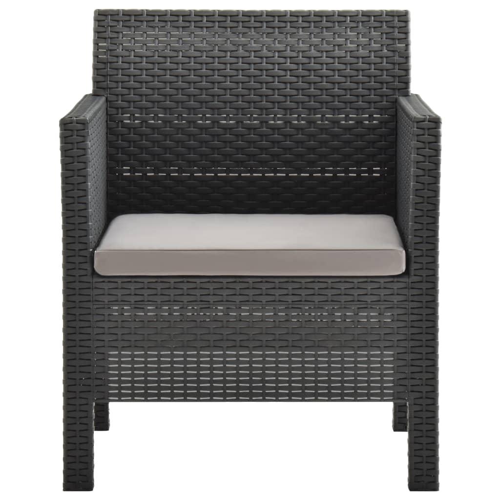 2 Piece Garden Lounge Set with Cushions PP Rattan Anthracite