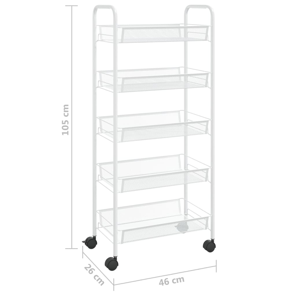 5-Tier Kitchen Trolley White 46x26x105 cm Iron