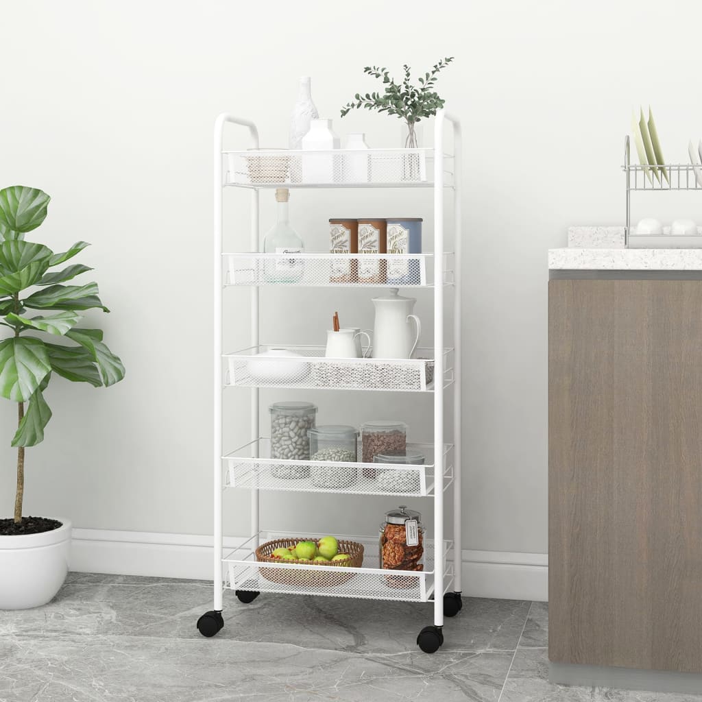 5-Tier Kitchen Trolley White 46x26x105 cm Iron