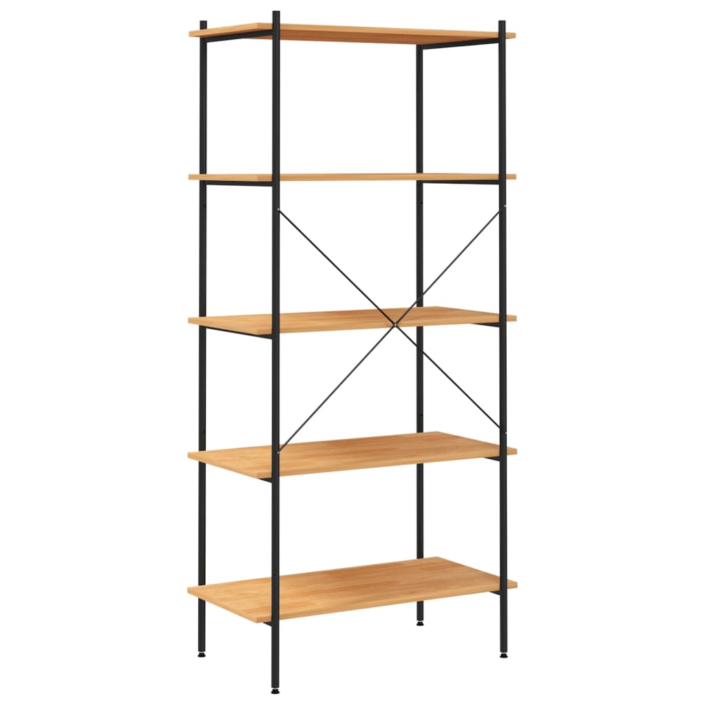 5-Tier Shelving Unit Black and Oak 80x40x163 cm