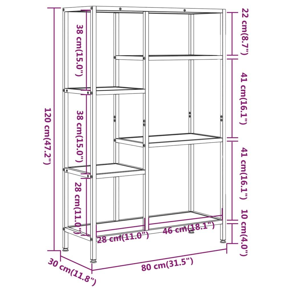 Book Shelf 80x30x120 cm Steel and Engineered Wood