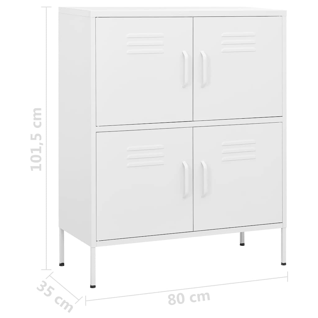Storage Cabinet White 80x35x101.5 cm Steel