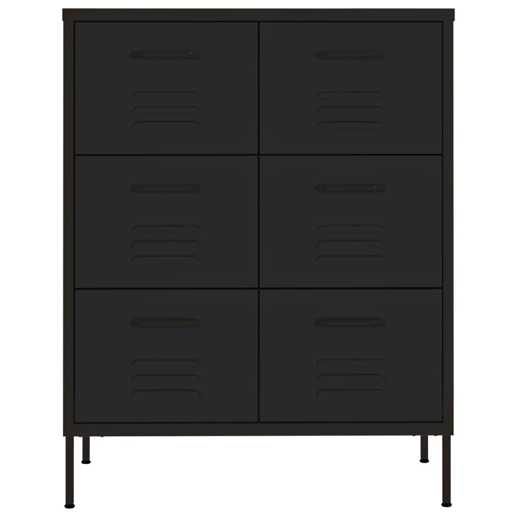 Drawer Cabinet Black 80x35x101.5 cm Steel
