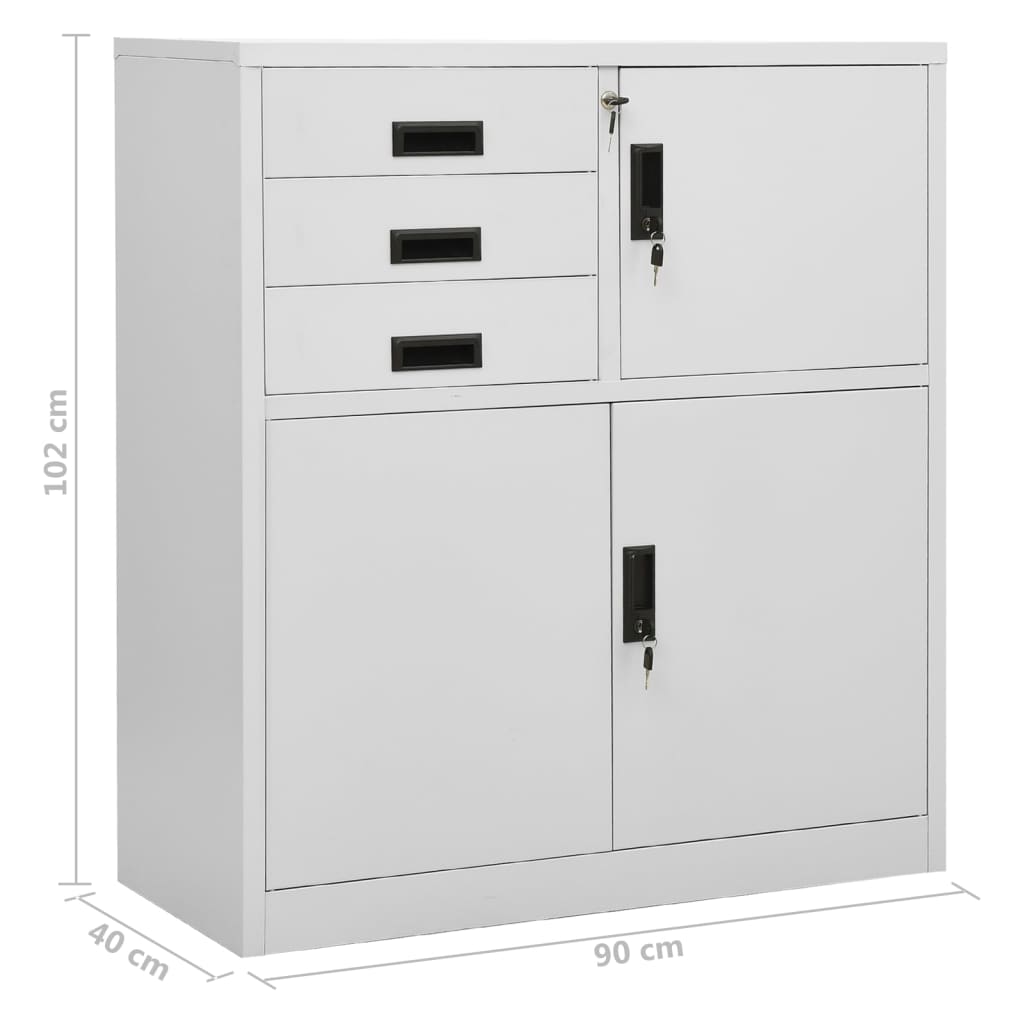 Office Cabinet Light Grey 90x40x102 cm Steel