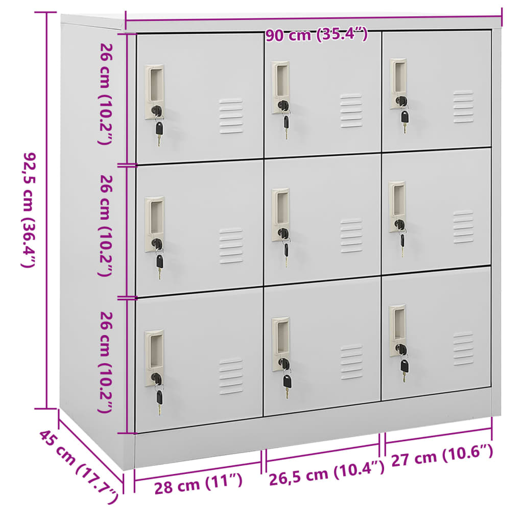 Locker Cabinet Light Grey 90x45x92.5 cm Steel