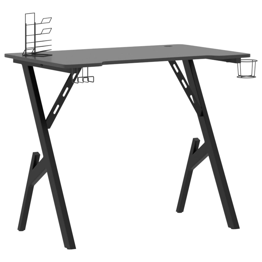 Gaming Desk with Y Shape Legs Black 90x60x75 cm