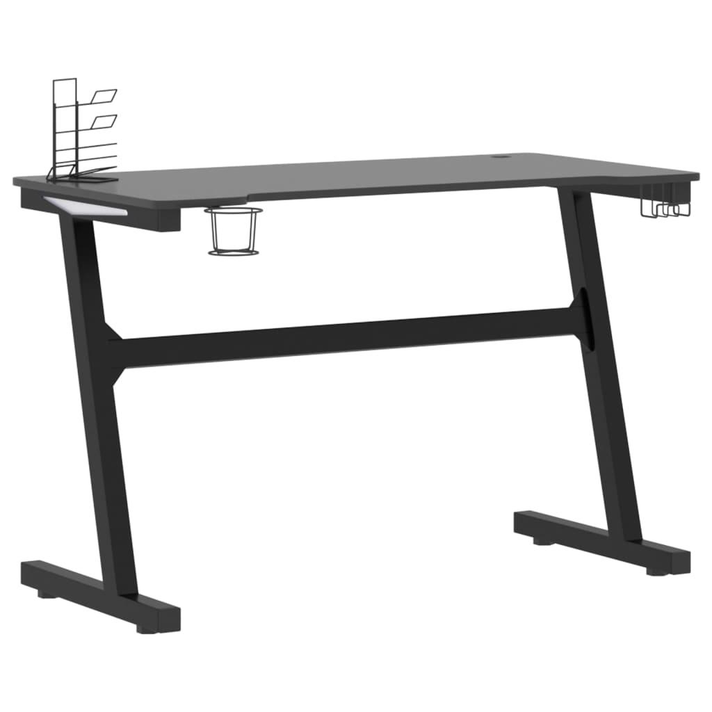 Gaming Desk LED with Z Shape Black 110x60x75 cm