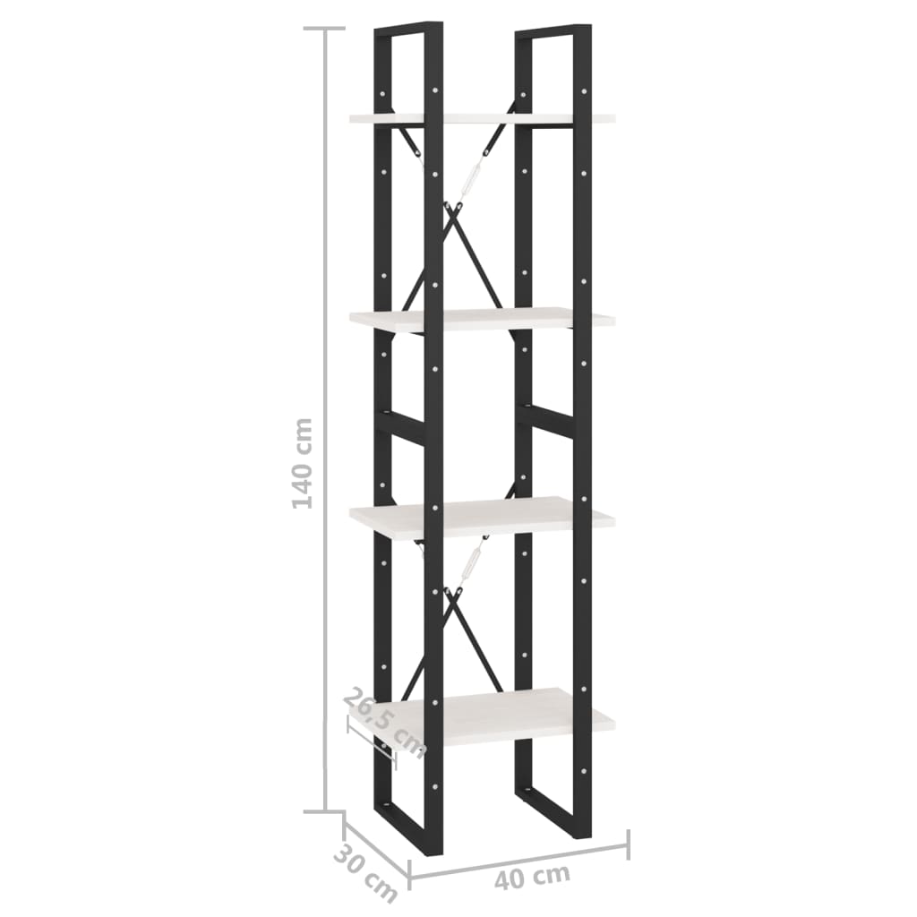 4-Tier Book Cabinet White 40x30x140 cm Solid Pine Wood