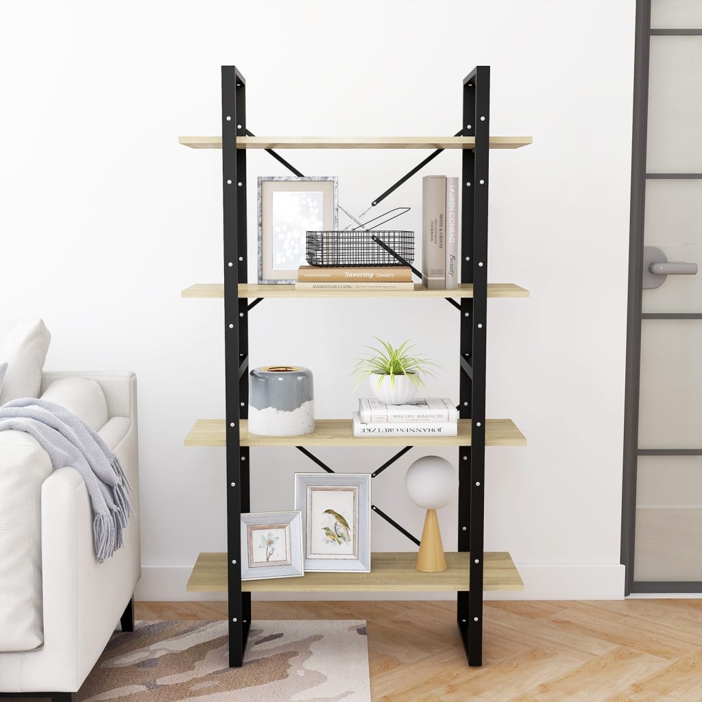 4-Tier Book Cabinet Sonoma Oak 80x30x140 cm Engineered Wood