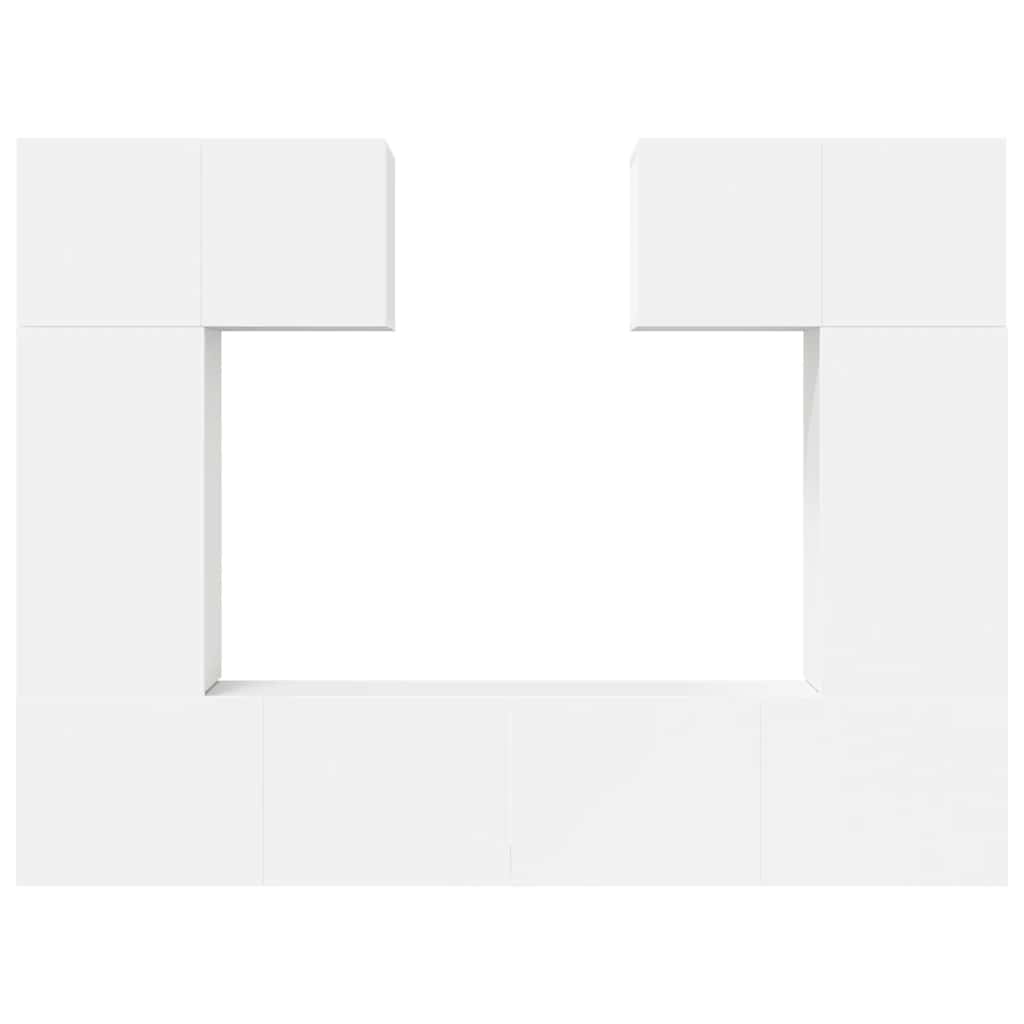 6 Piece TV Cabinet Set White Engineered Wood