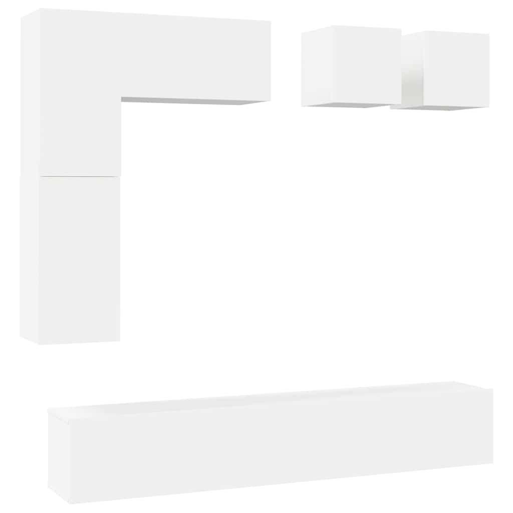 8 Piece TV Cabinet Set White Engineered Wood
