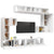 8 Piece TV Cabinet Set White Engineered Wood