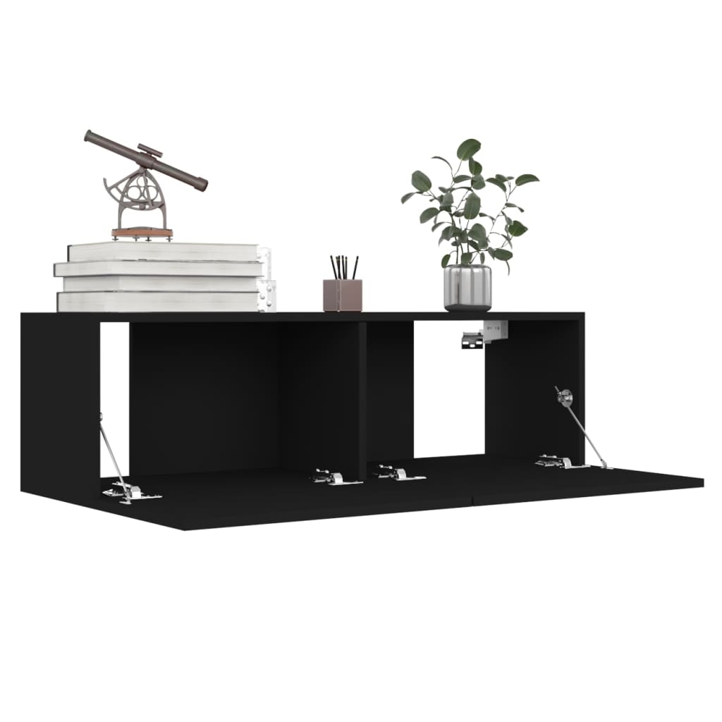 TV Cabinets 4 pcs Black 100x30x30 cm Engineered Wood