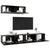 TV Cabinets 3 pcs Black Engineered Wood