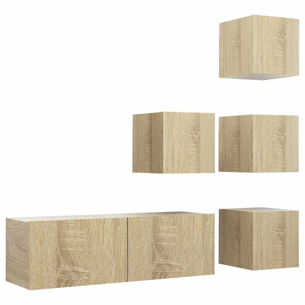 5 Piece TV Cabinet Set Sonoma Oak Engineered Wood