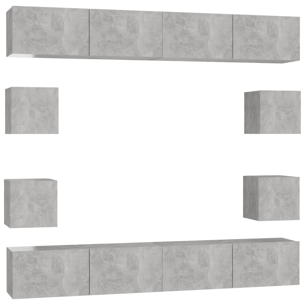 8 Piece TV Cabinet Set Concrete Grey Engineered Wood