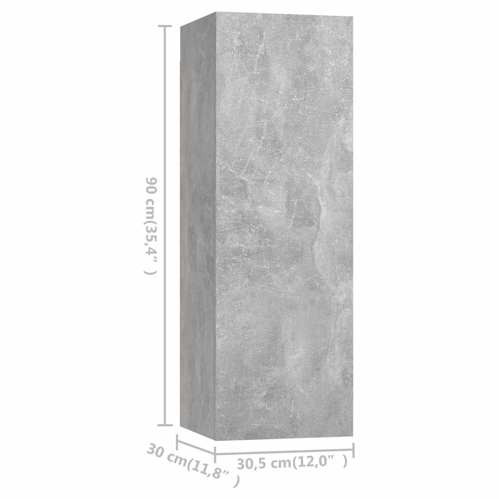 4 Piece TV Cabinet Set Concrete Grey 30,5x30x90 cm Engineered Wood