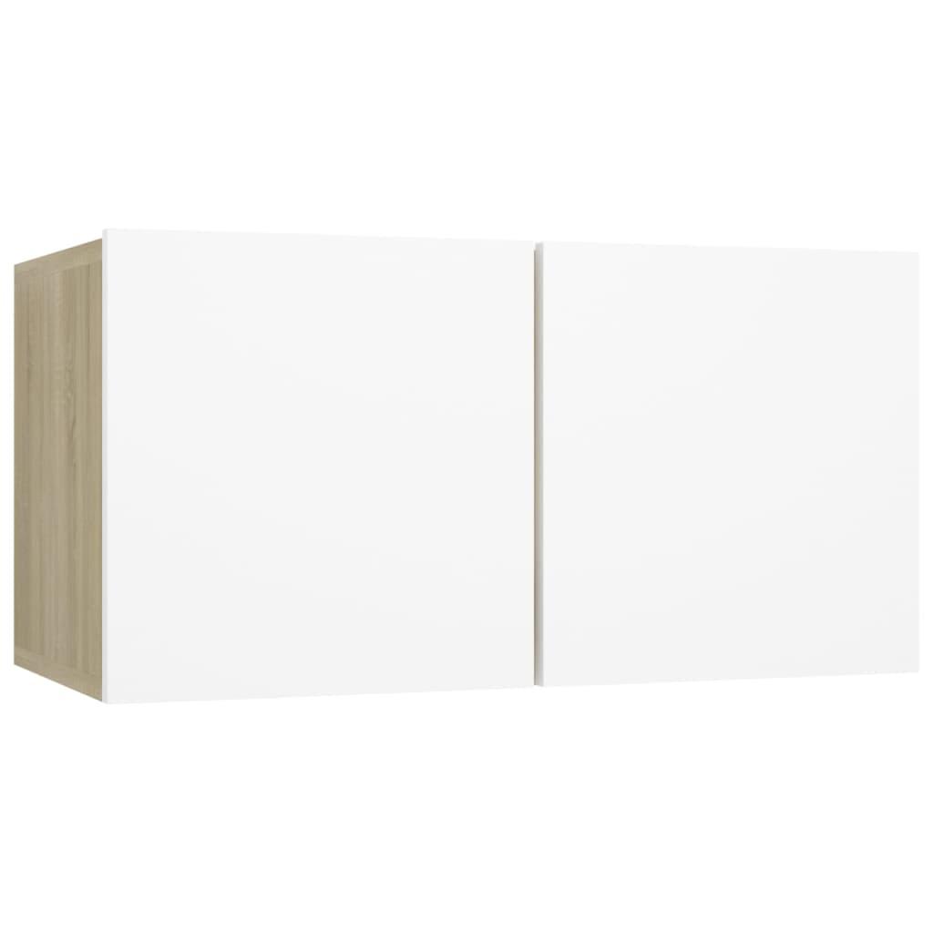 3 Piece TV Cabinet Set White and Sonoma Oak Engineered Wood