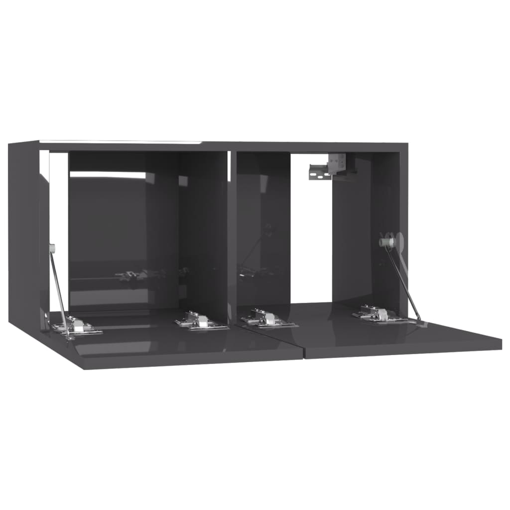 TV Cabinets 4 pcs High Gloss Grey 60x30x30 cm Engineered Wood