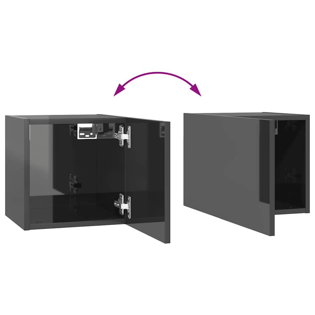 10 Piece TV Cabinet Set High Gloss Grey Engineered Wood