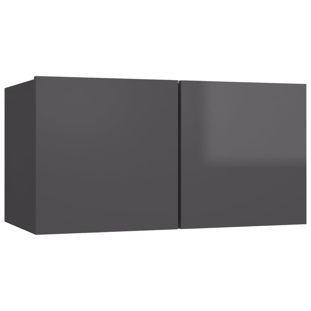 TV Cabinets 8 pcs High Gloss Grey Engineered Wood