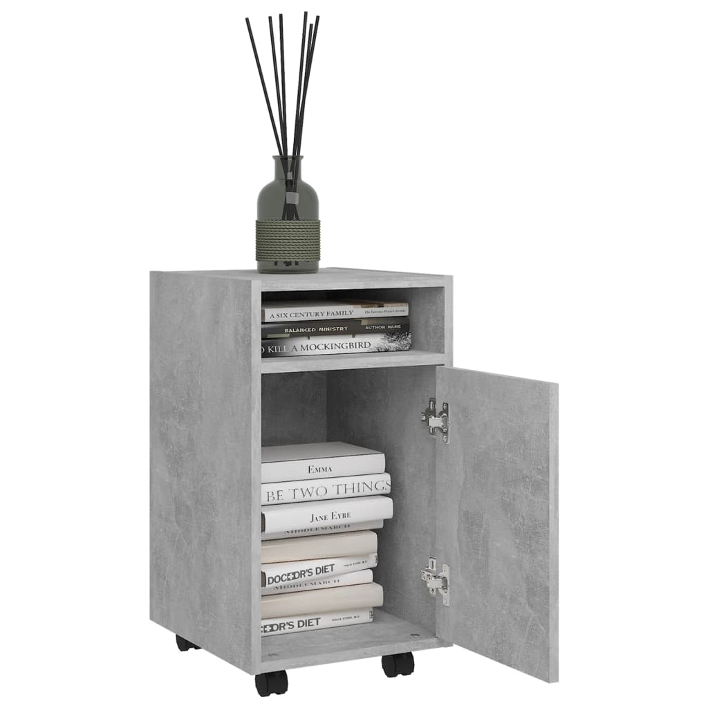 Side Cabinet with Wheels Concrete Grey 33x38x60 cm Engineered Wood