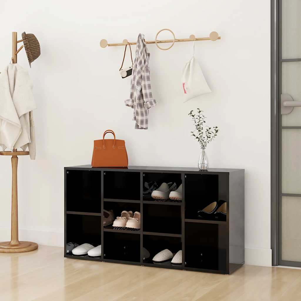 Shoe Bench High Gloss Black 103x30x55 cm Engineered Wood