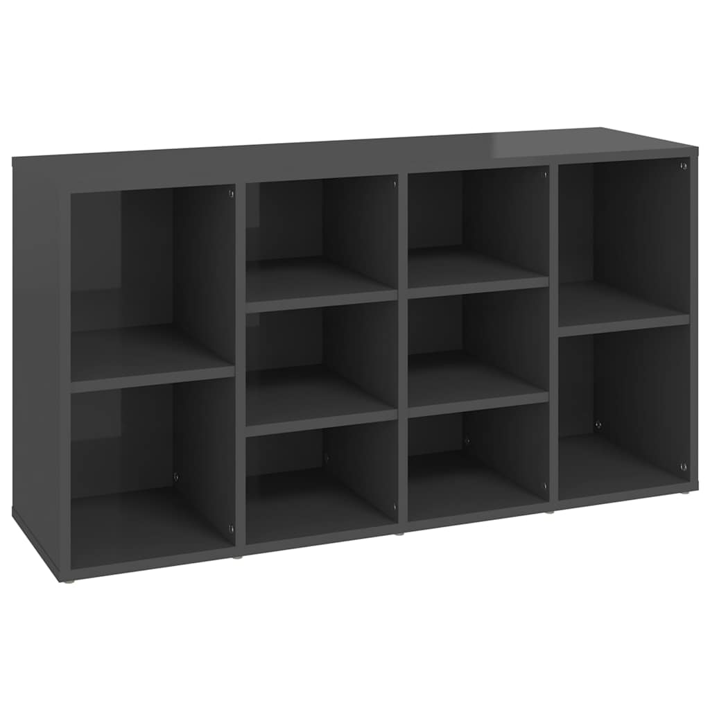 Shoe Bench High Gloss Grey 103x30x55 cm Engineered Wood