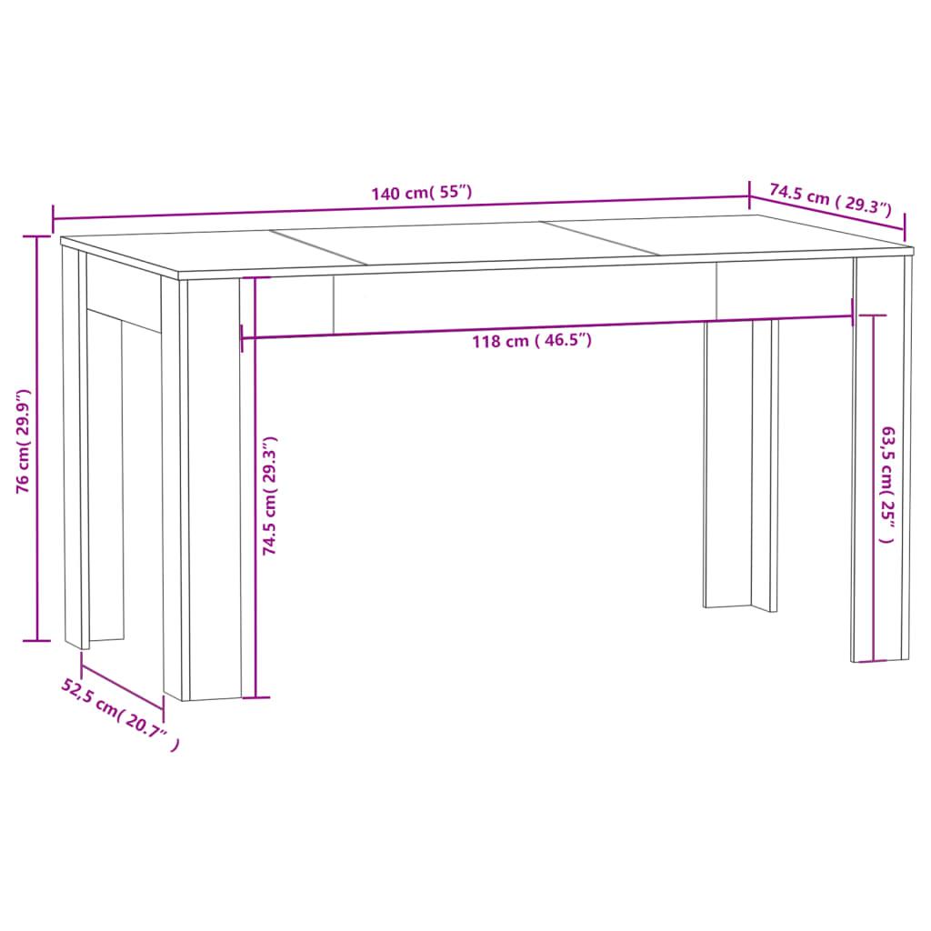 Dining Table Black 140x74.5x76 cm Engineered Wood