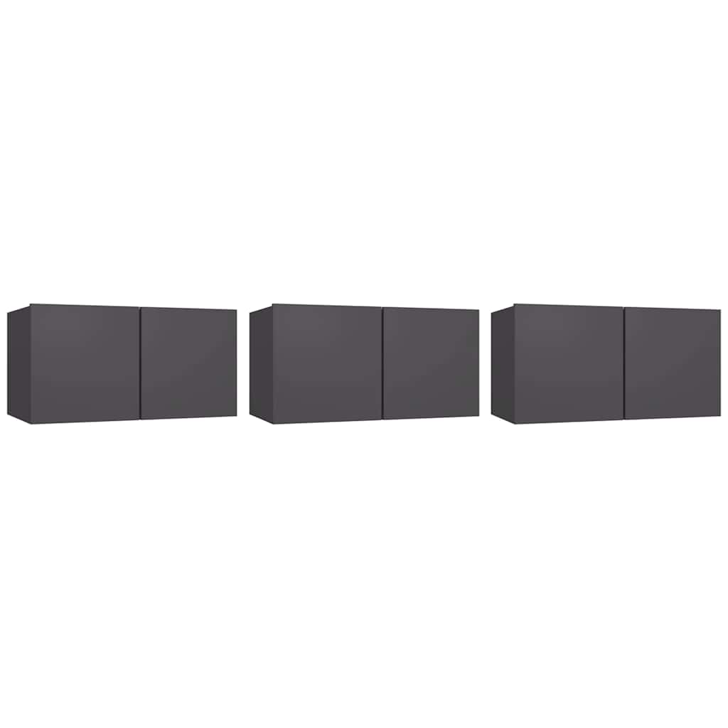 Hanging TV Cabinets 3 pcs Grey 60x30x30 cm