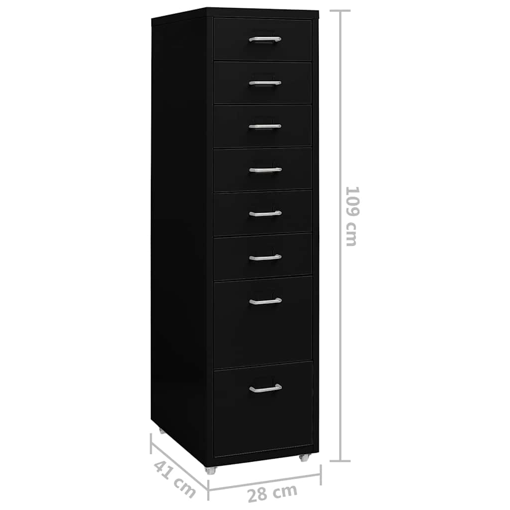 Mobile File Cabinet Black 28x41x109 cm Metal