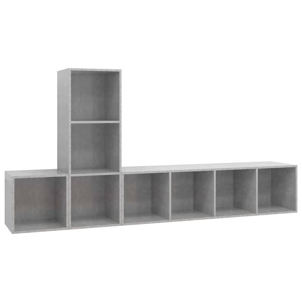 3 Piece TV Cabinet Set Concrete Grey Engineered Wood