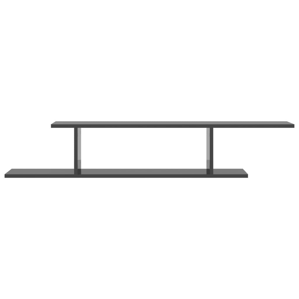 Wall-Mounted TV Shelf High Gloss Grey 125x18x23 cm Engineered Wood