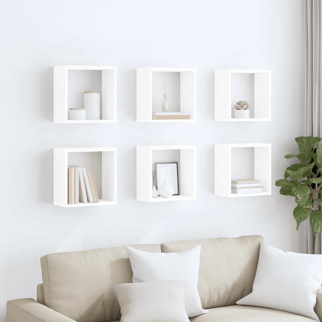 Wall Cube Shelves 6 pcs White 30x15x30 cm