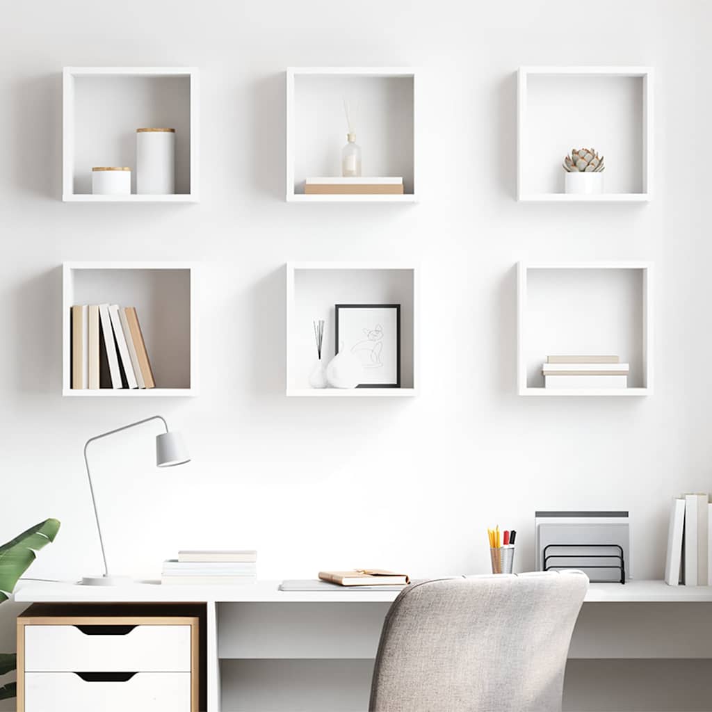 Wall Cube Shelves 6 pcs White 30x15x30 cm