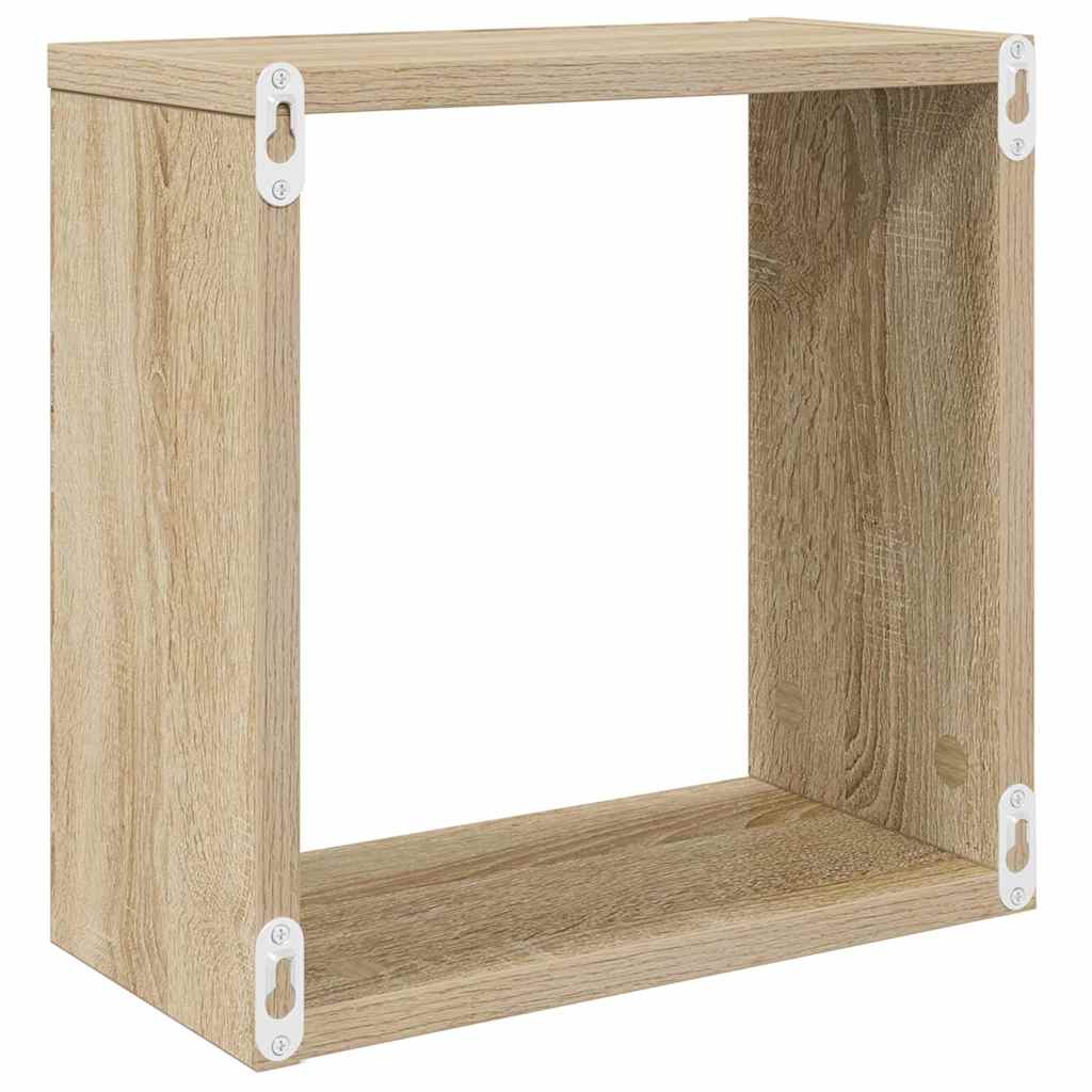 Wall Cube Shelves 4 pcs White and Sonoma Oak 30x15x30 cm