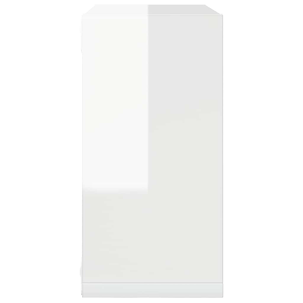 Wall Cube Shelves 2 pcs High Gloss White 30x15x30 cm