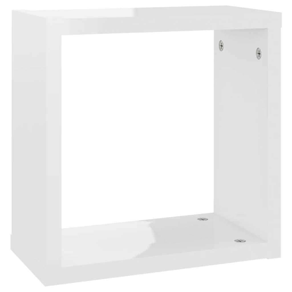 Wall Cube Shelves 4 pcs High Gloss White 30x15x30 cm