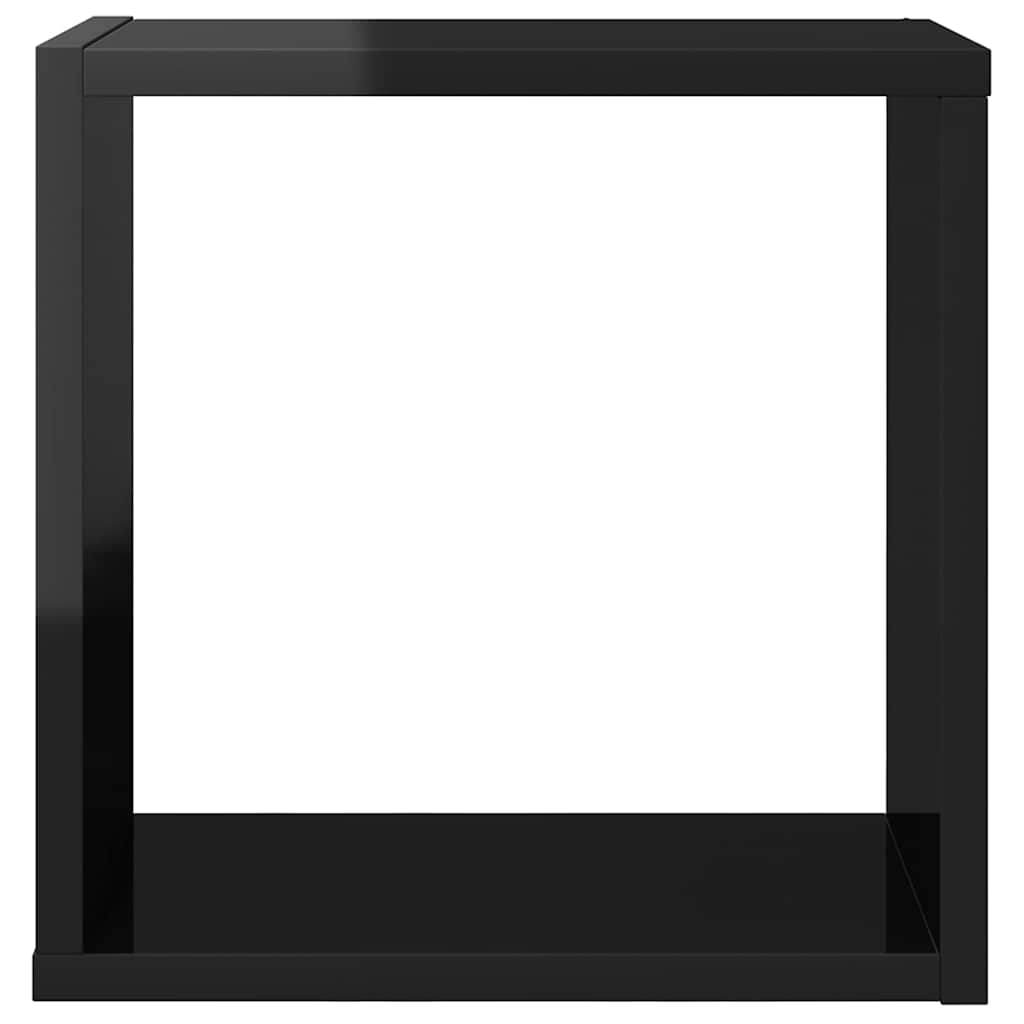 Wall Cube Shelves 2 pcs High Gloss Black 30x15x30 cm