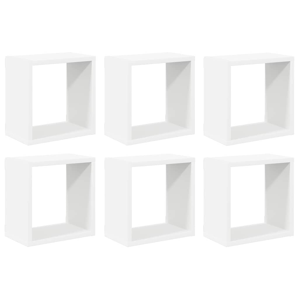 Wall Cube Shelves 6 pcs White 26x15x26 cm