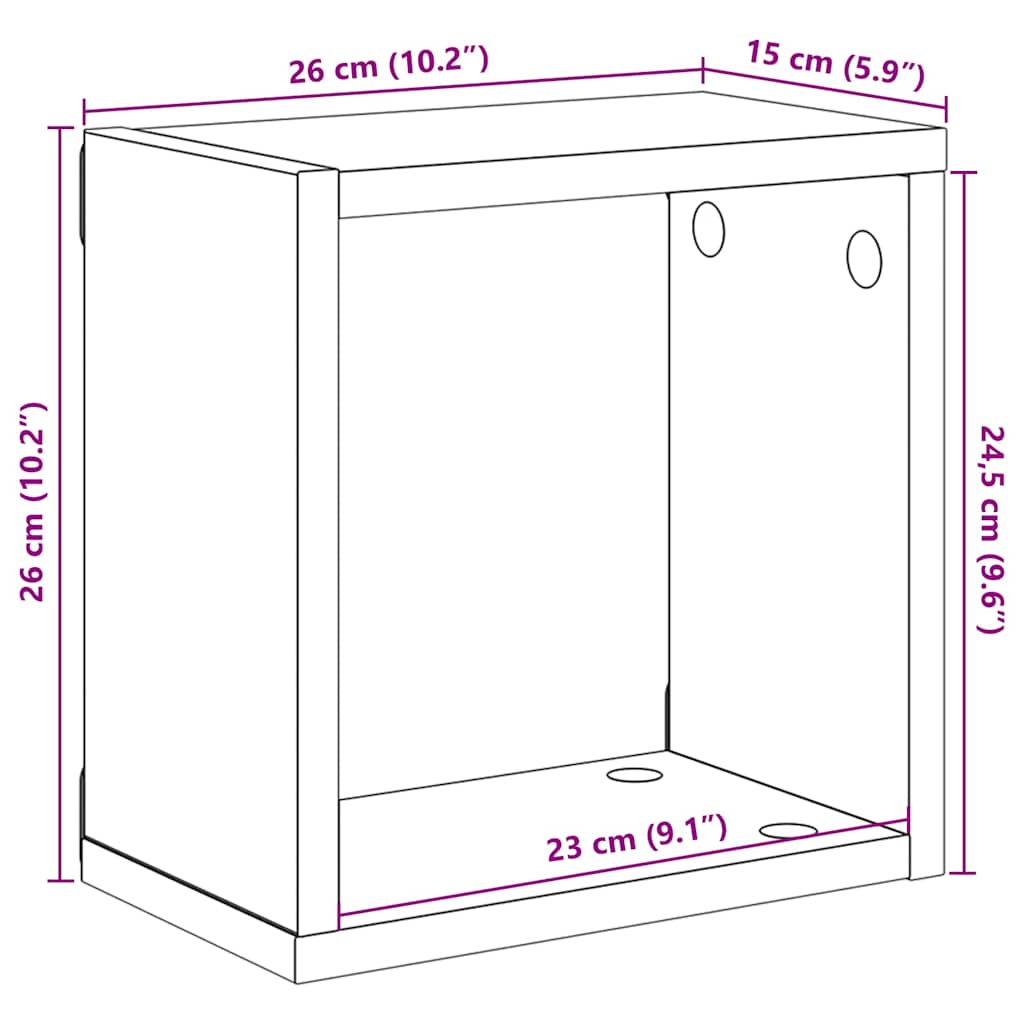 Wall Cube Shelves 6 pcs White 26x15x26 cm