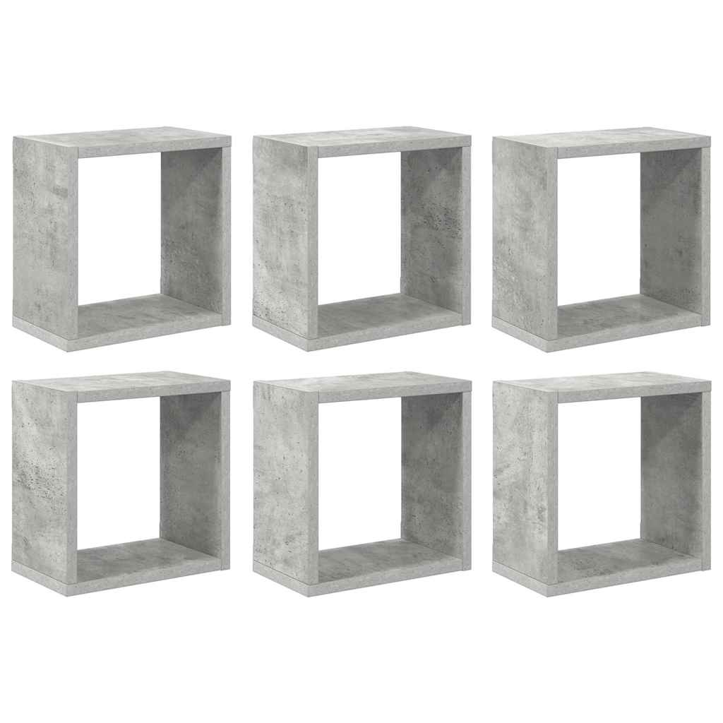 Wall Cube Shelves 6 pcs Concrete Grey 26x15x26 cm