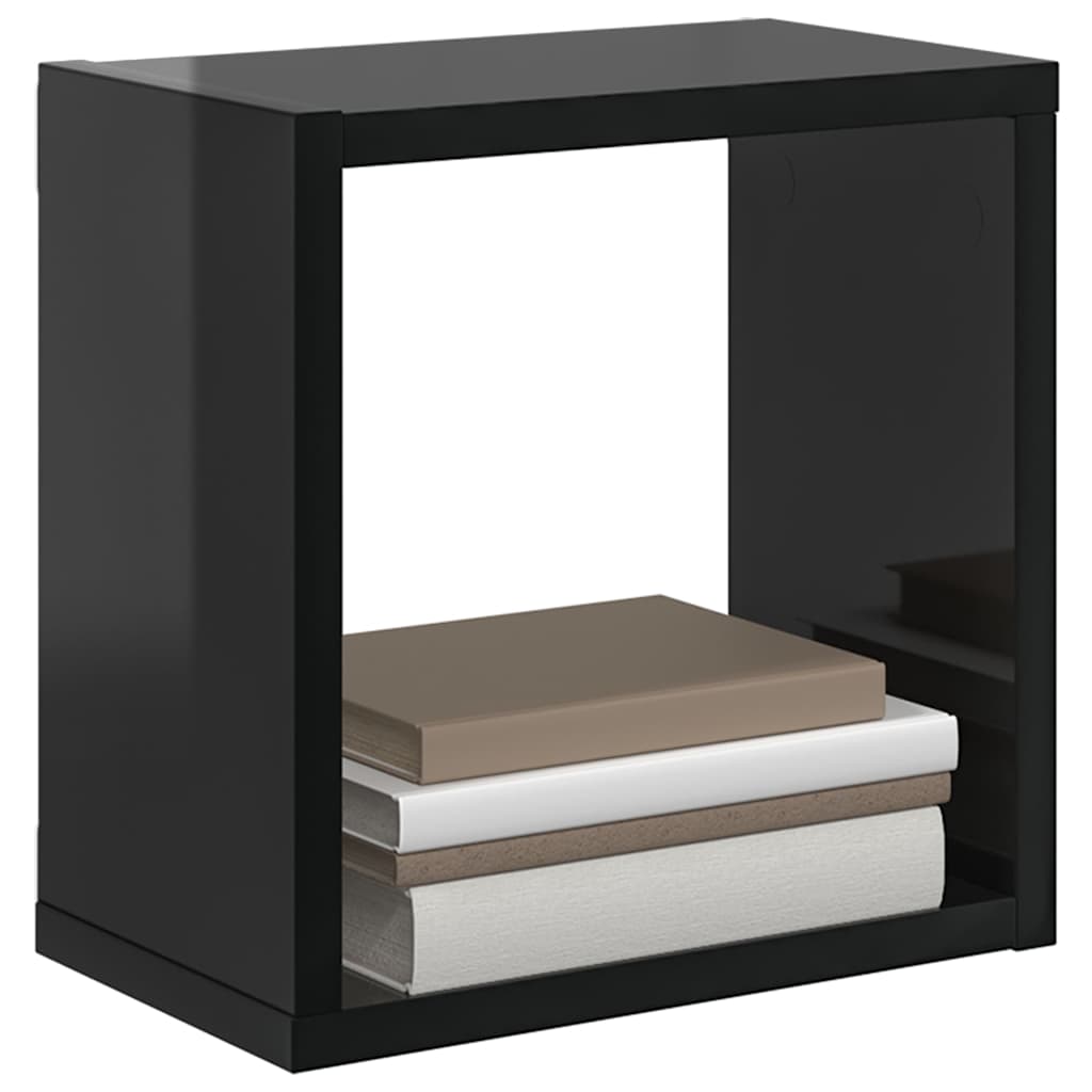 Wall Cube Shelves 4 pcs High Gloss Black 26x15x26 cm