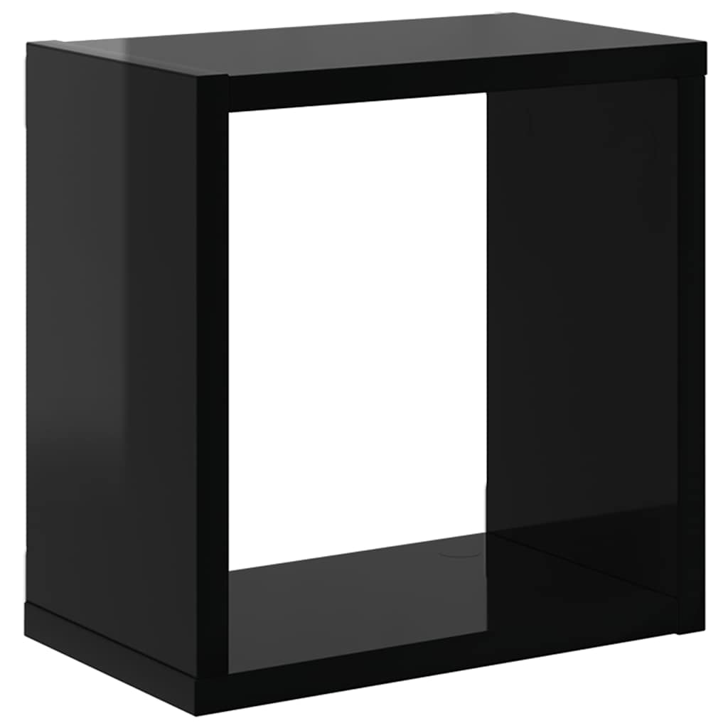 Wall Cube Shelves 4 pcs High Gloss Black 26x15x26 cm