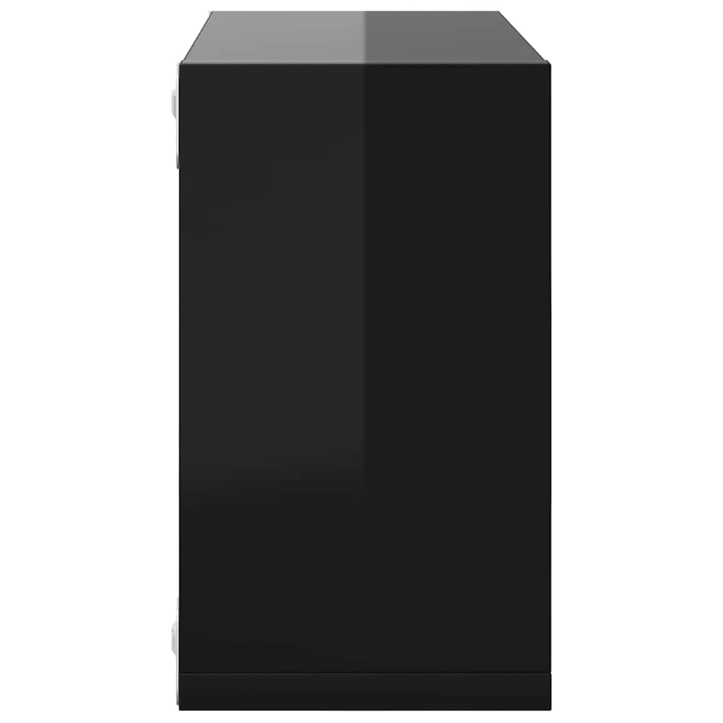 Wall Cube Shelves 4 pcs High Gloss Black 26x15x26 cm