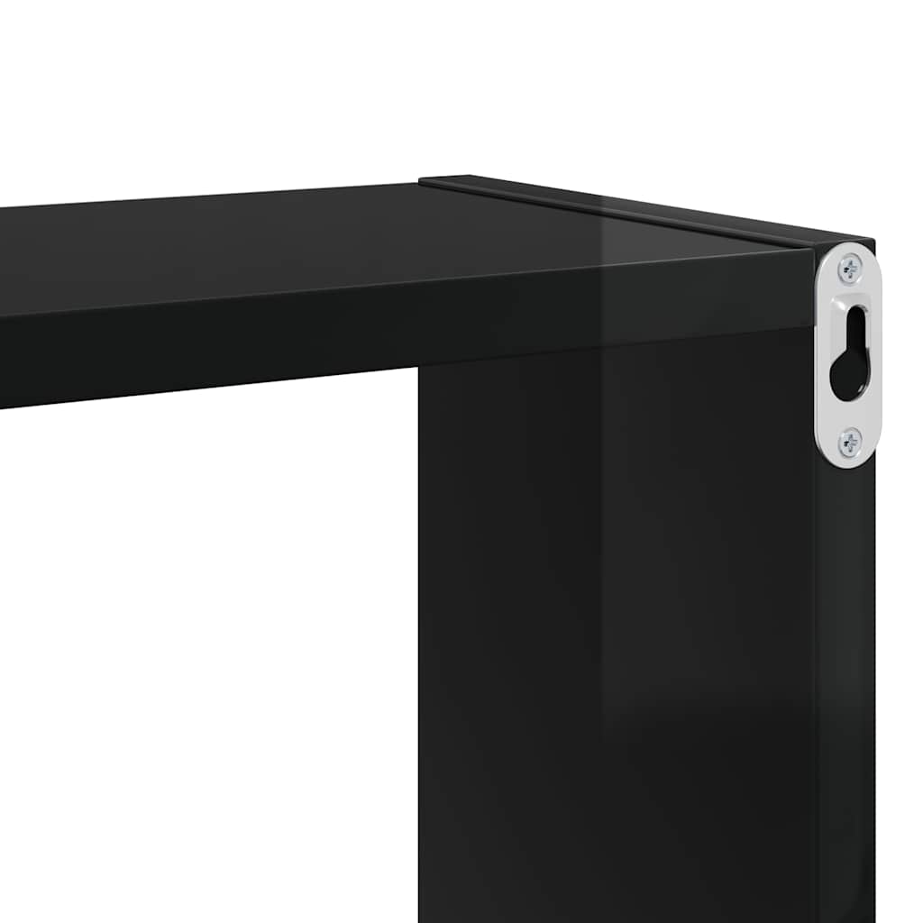 Wall Cube Shelves 4 pcs High Gloss Black 26x15x26 cm