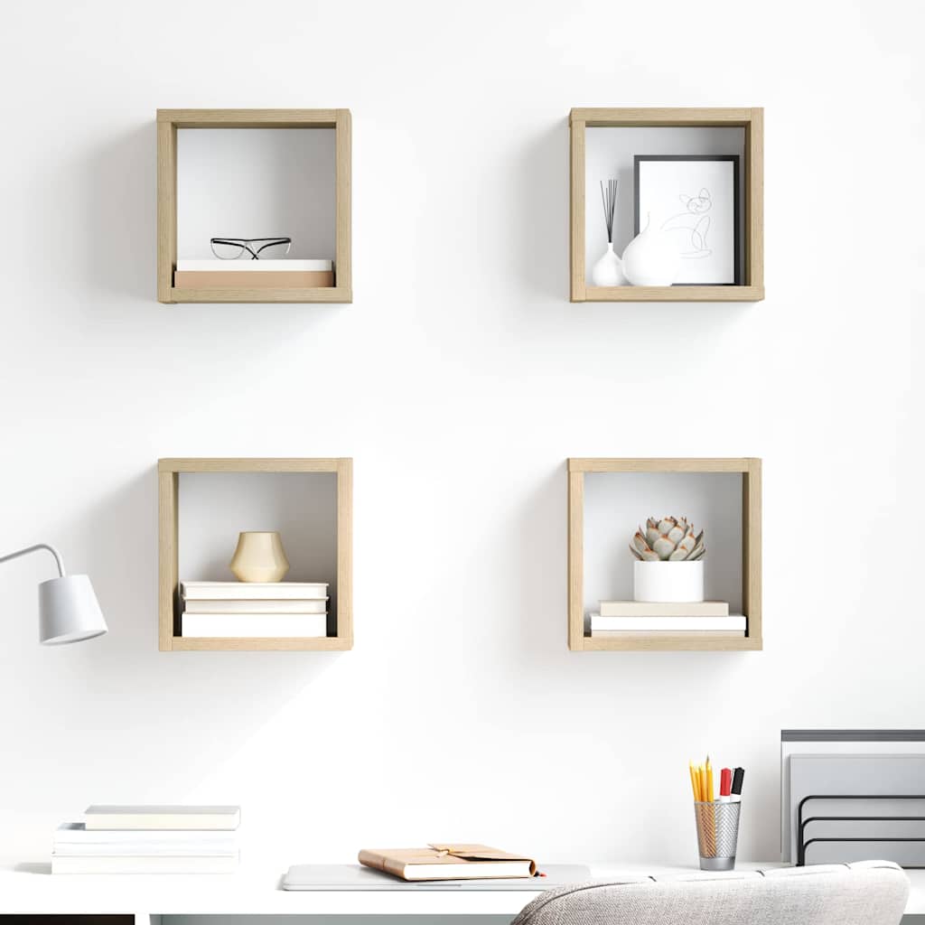 Wall Cube Shelves 4 pcs Sonoma Oak 22x15x22 cm