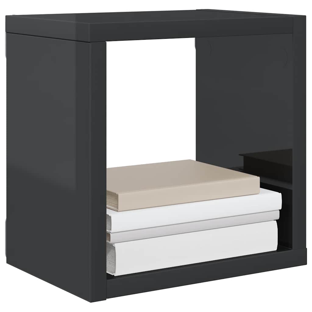 Wall Cube Shelves 4 pcs High Gloss Grey 22x15x22 cm